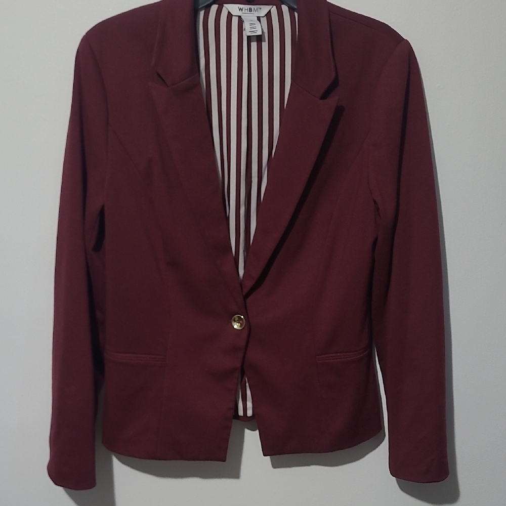 White House Black Market Red Tailored Blazer with Notched Lapels